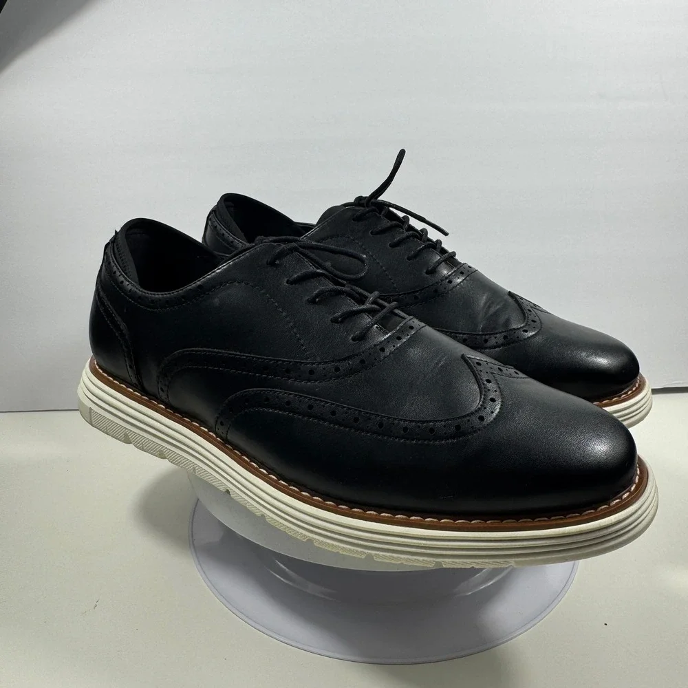 Cusolemore Men Oxford‎ Dress Shoes Black Leather Wingtip Size 13